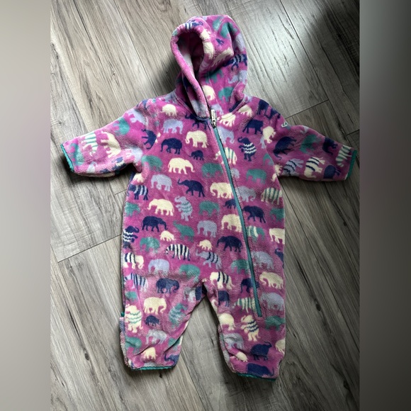 Hatley Soft Pink Elephant Fuzzy Fleece Hooded Bundler One Piece 12-18 months - Picture 2 of 11